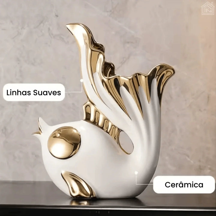 objetos-de-decoração-para-sala-características-peixe-branco-e-dourado