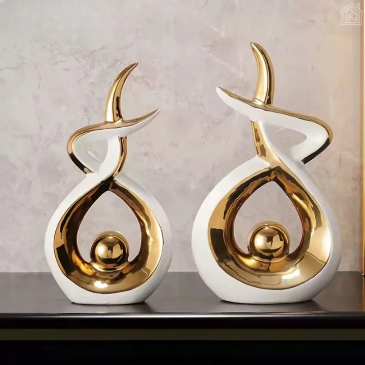 objetos-de-decoração-para-sala-dourado-e-branco-arte-moderna