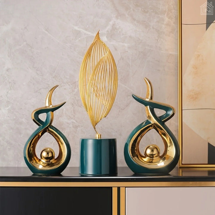 objetos-de-decoração-para-sala-verde-e-dourado