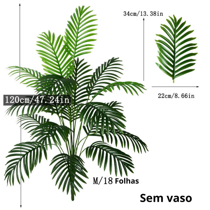 dimensões-planta-artificial-tamanho-médio-para-sala-palmeira-vista-frontal